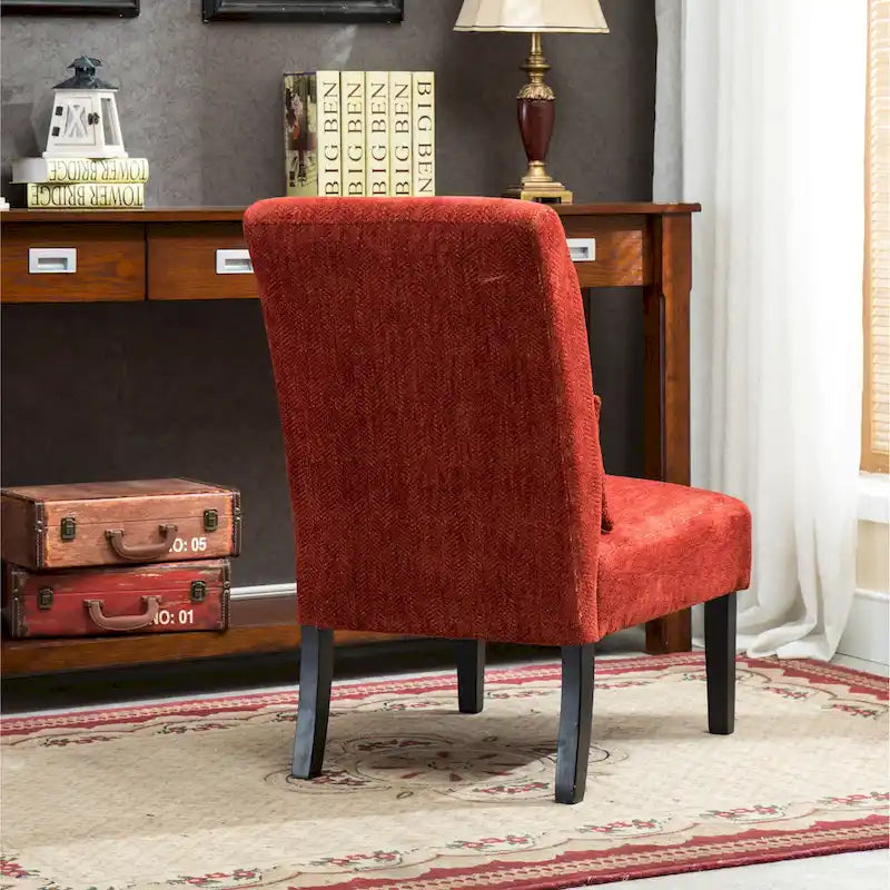 Porch & Den Vista Armless Chenille Accent Chair w/ Kidney Pillow 26