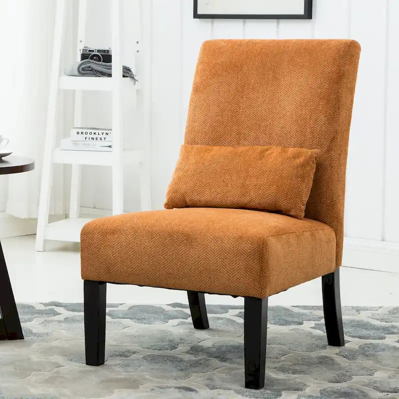 Porch & Den Vista Armless Chenille Accent Chair w/ Kidney Pillow 35