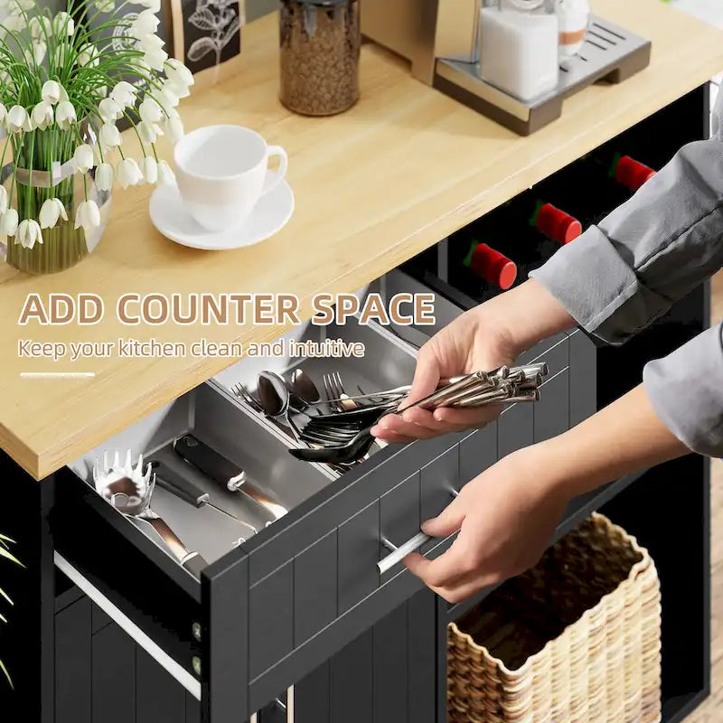 Futzca Kitchen Island Cart with Storage Cabinet and Drawers - N/A 11