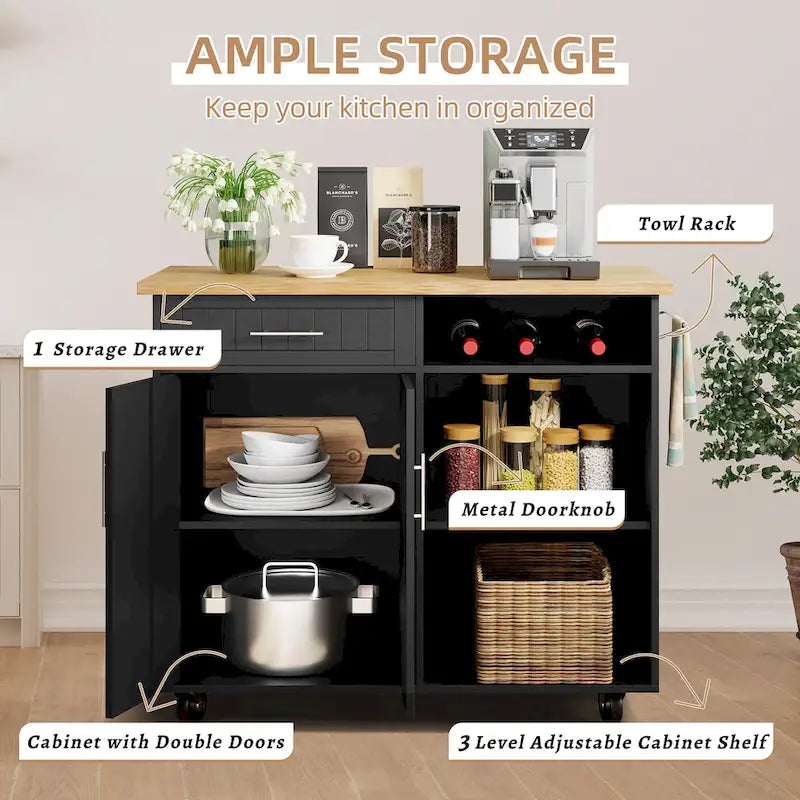 Futzca Kitchen Island Cart with Storage Cabinet and Drawers - N/A 12
