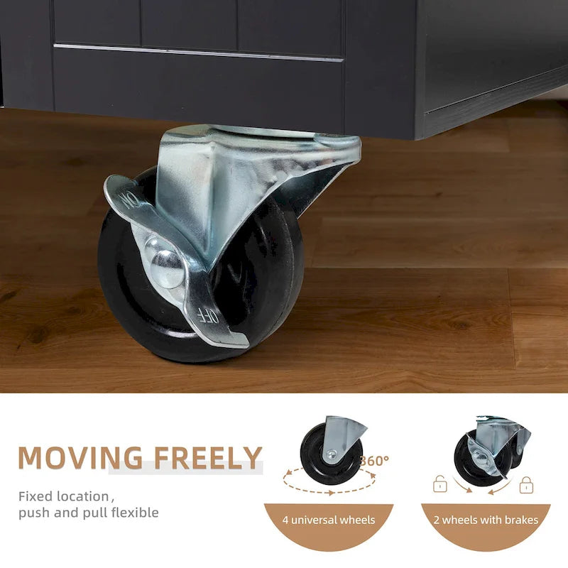 Futzca Kitchen Island Cart with Storage Cabinet and Drawers - N/A 13