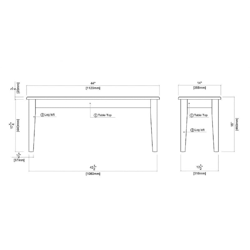 Shaker Style Solid Wood Dining Bench 21