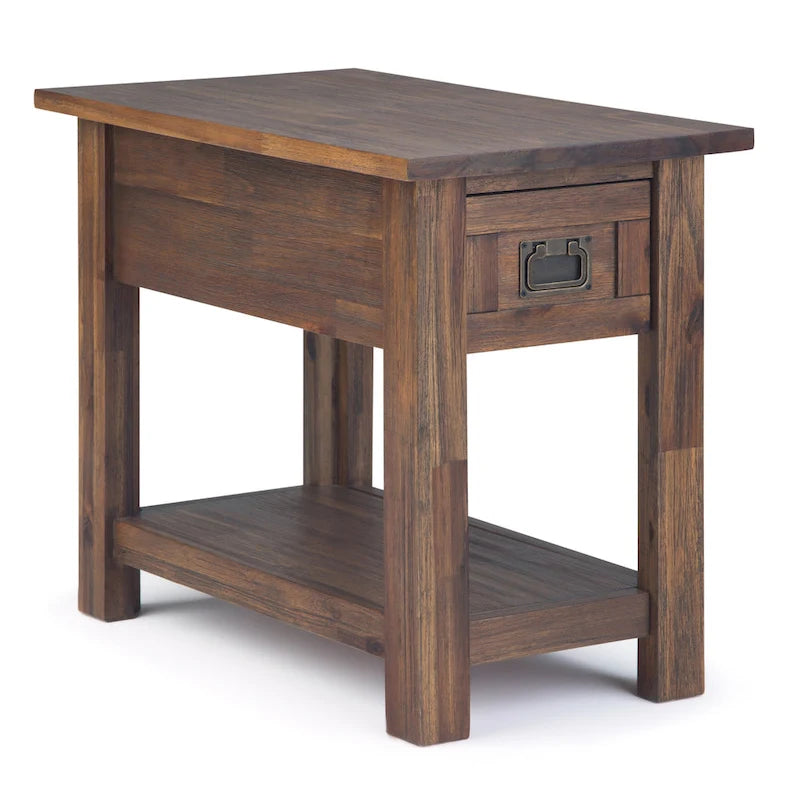 WYNDENHALL Garret TAVOLINO LATERALE STRETTO RUSTICO RETTANGOLARE IN LEGNO MASSELLO DI ACACIA LARGO 35 cm - 35 L x 61 P x 51 A cm
