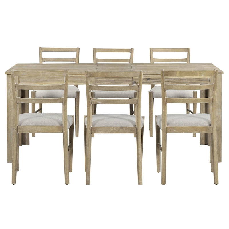 Nestfair 7-Piece Wooden Dining Table Set with 6 Chairs and 2 Drawers 4