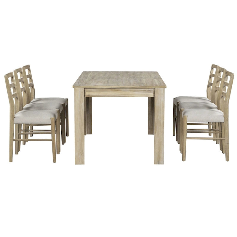 Nestfair 7-Piece Wooden Dining Table Set with 6 Chairs and 2 Drawers 5