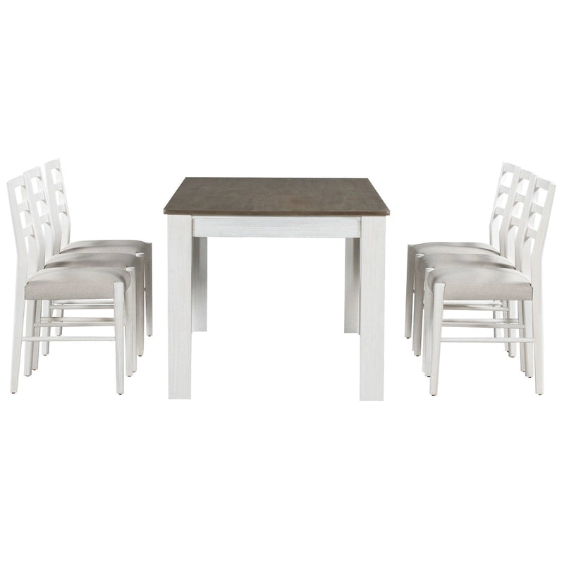 Nestfair 7-Piece Wooden Dining Table Set with 6 Chairs and 2 Drawers 16