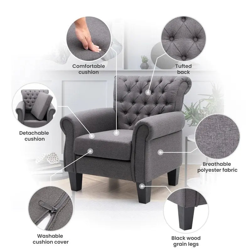 Pellebant Modern Accent Chair Club Armchair for Living Room 13