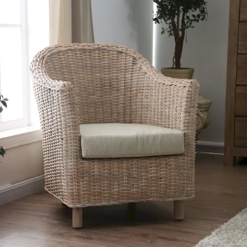 Furniture of America Lali Rustic Kubu Rattan Wicker Armchair 13