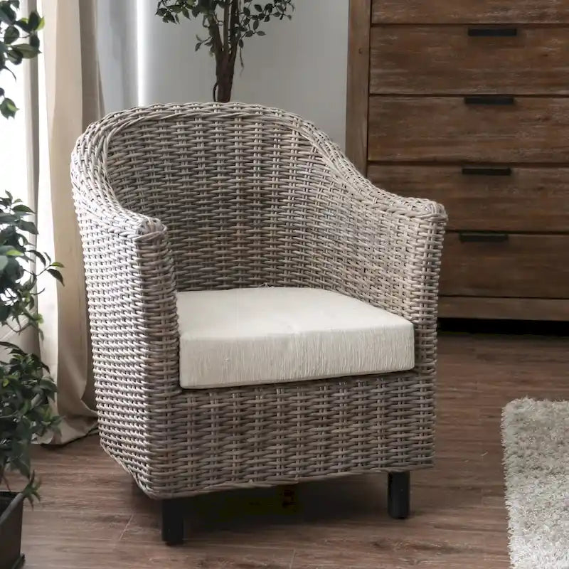 Furniture of America Lali Rustic Kubu Rattan Wicker Armchair 14