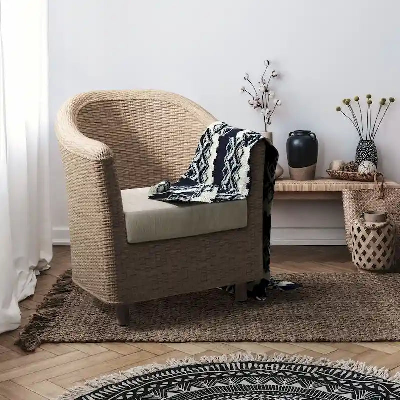 Furniture of America Lali Rustic Kubu Rattan Wicker Armchair 3