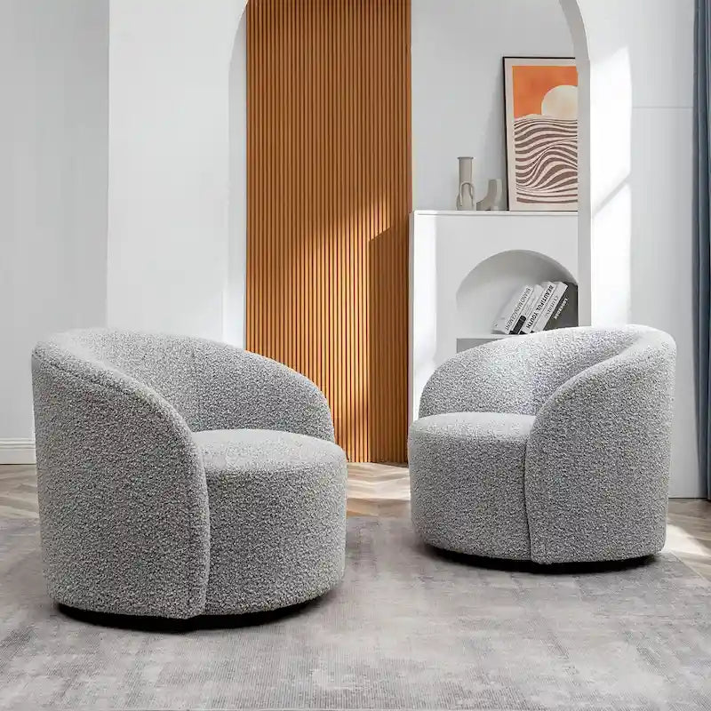 KINWELL 34 Wide Upholstered Swivel Accent Barrel Chair (Set of 2) 34