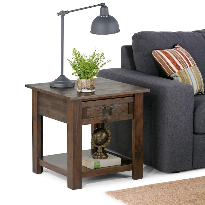 WYNDENHALL Garret SOLID ACACIA WOOD 22 inch Wide Square Rustic End Side Table - 22W x 22 D x 22 H 26