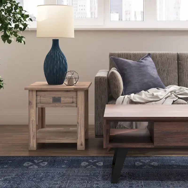 WYNDENHALL Garret SOLID ACACIA WOOD 22 inch Wide Square Rustic End Side Table - 22W x 22 D x 22 H 28