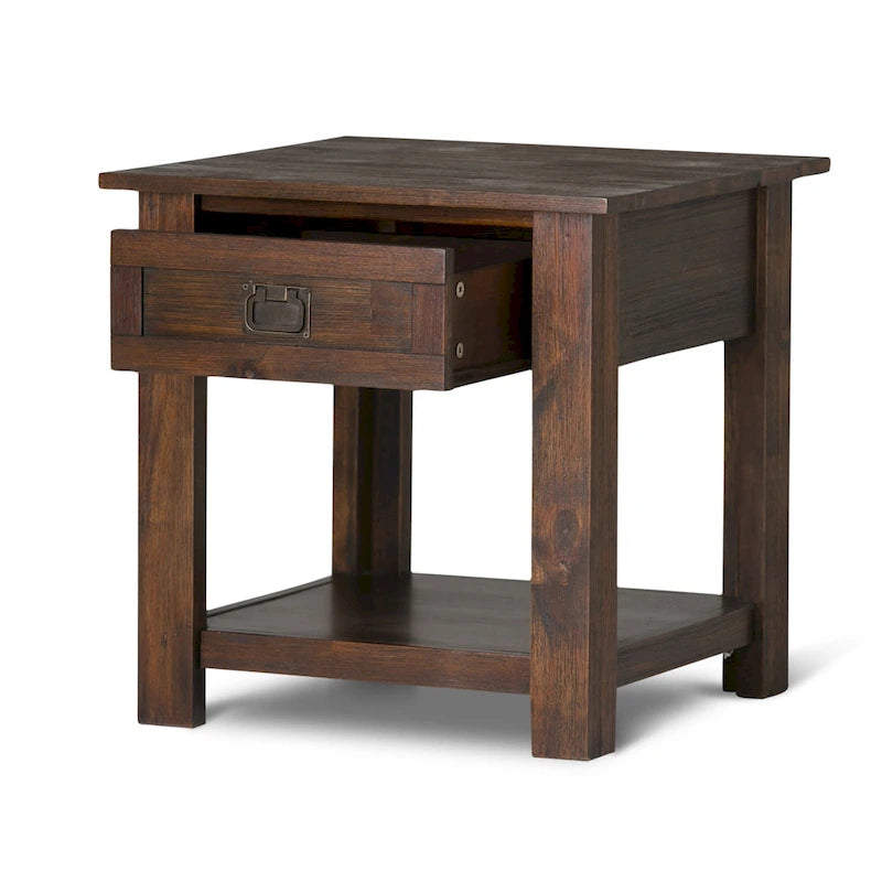 WYNDENHALL Garret SOLID ACACIA WOOD 22 inch Wide Square Rustic End Side Table - 22W x 22 D x 22 H 3