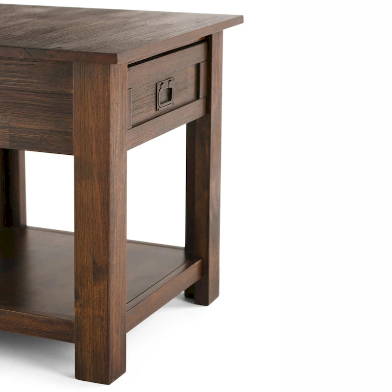 WYNDENHALL Garret SOLID ACACIA WOOD 22 inch Wide Square Rustic End Side Table - 22W x 22 D x 22 H 5