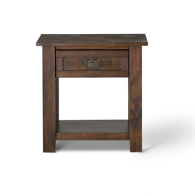 WYNDENHALL Garret SOLID ACACIA WOOD 22 inch Wide Square Rustic End Side Table - 22W x 22 D x 22 H 7