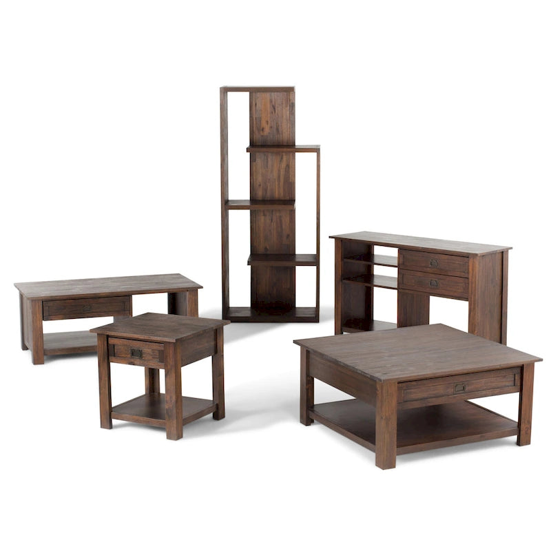 WYNDENHALL Garret SOLID ACACIA WOOD 22 inch Wide Square Rustic End Side Table - 22W x 22 D x 22 H 8