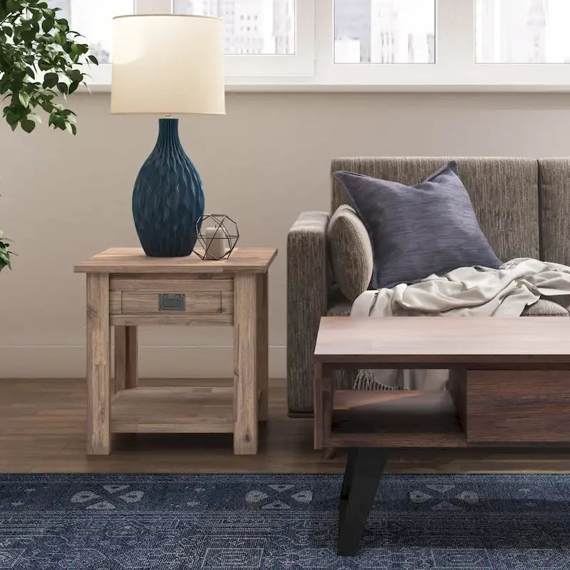 WYNDENHALL Garret SOLID ACACIA WOOD 22 inch Wide Square Rustic End Side Table - 22W x 22 D x 22 H 10