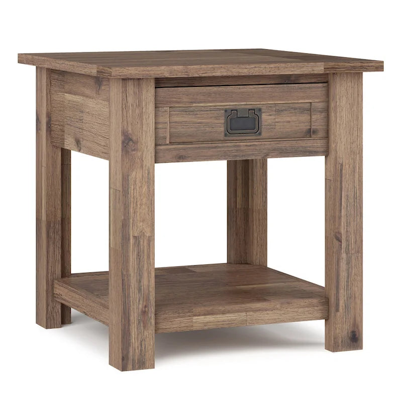 WYNDENHALL Garret SOLID ACACIA WOOD 22 inch Wide Square Rustic End Side Table - 22W x 22 D x 22 H 11