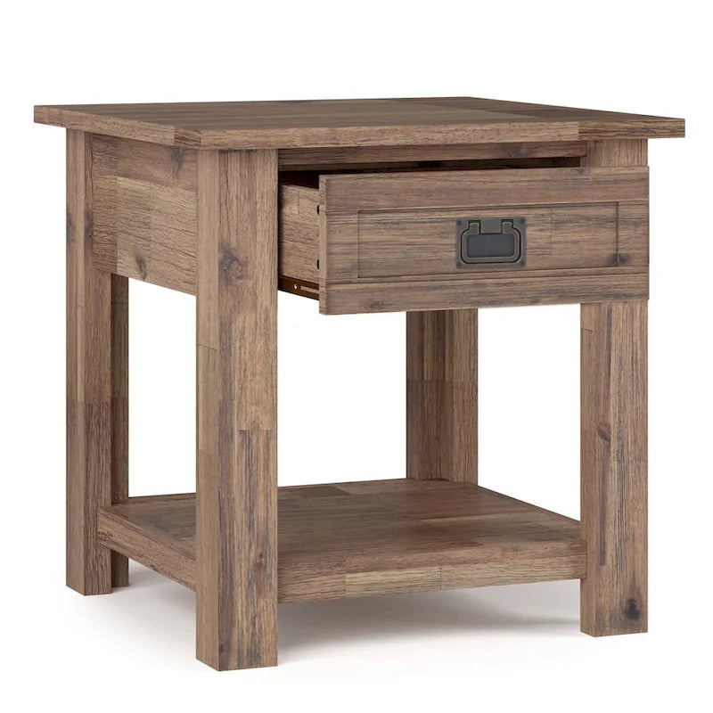 WYNDENHALL Garret SOLID ACACIA WOOD 22 inch Wide Square Rustic End Side Table - 22W x 22 D x 22 H 12