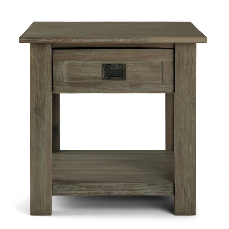 WYNDENHALL Garret SOLID ACACIA WOOD 22 inch Wide Square Rustic End Side Table - 22W x 22 D x 22 H 23