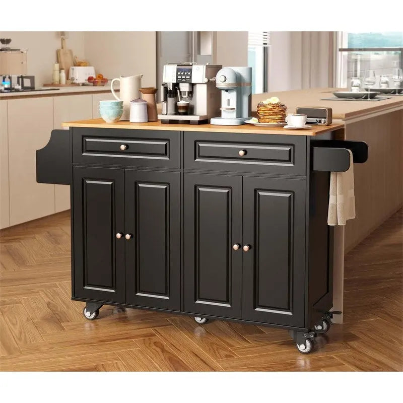 Kitchen Island Cart with Solid Wood Top and Locking Wheels 28