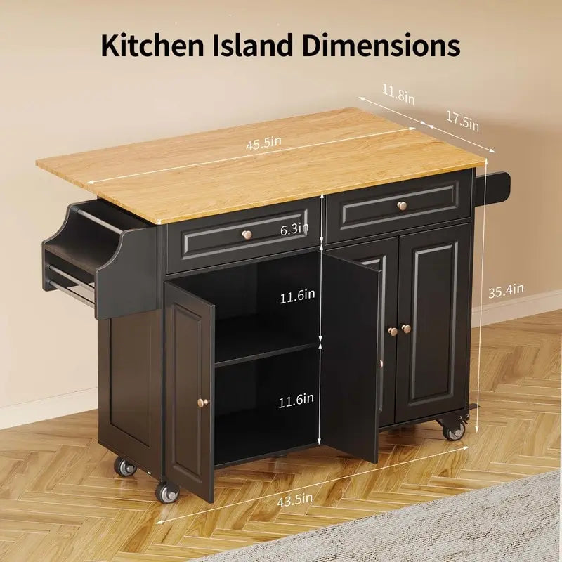 Kitchen Island Cart with Solid Wood Top and Locking Wheels 9