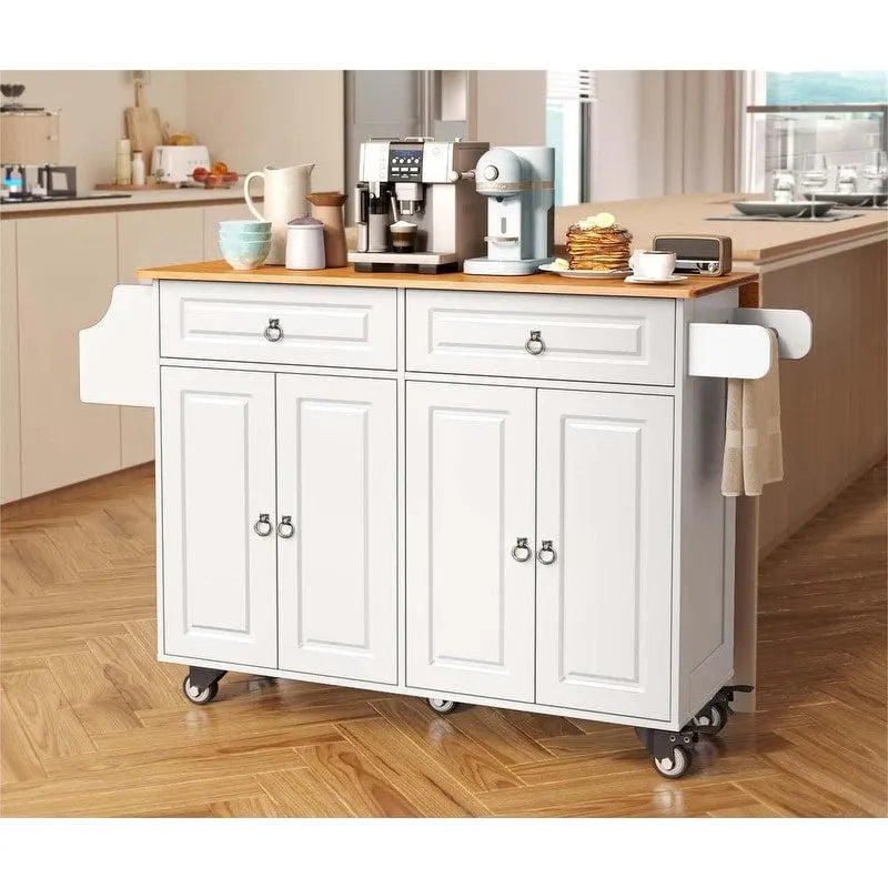 Kitchen Island Cart with Solid Wood Top and Locking Wheels 11