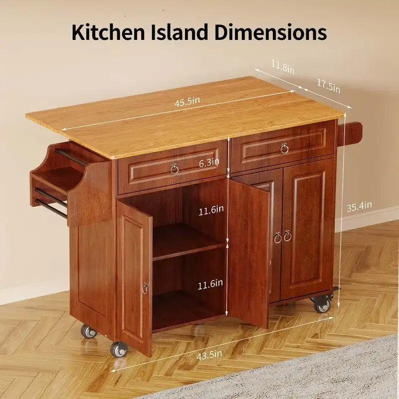 Kitchen Island Cart with Solid Wood Top and Locking Wheels 26