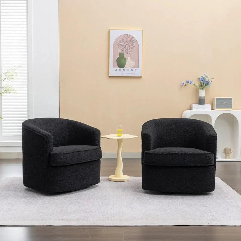 SEYNAR Modern Boucle Upholstered 360 Degree Swivel Accent Club Chair Set of 2 36