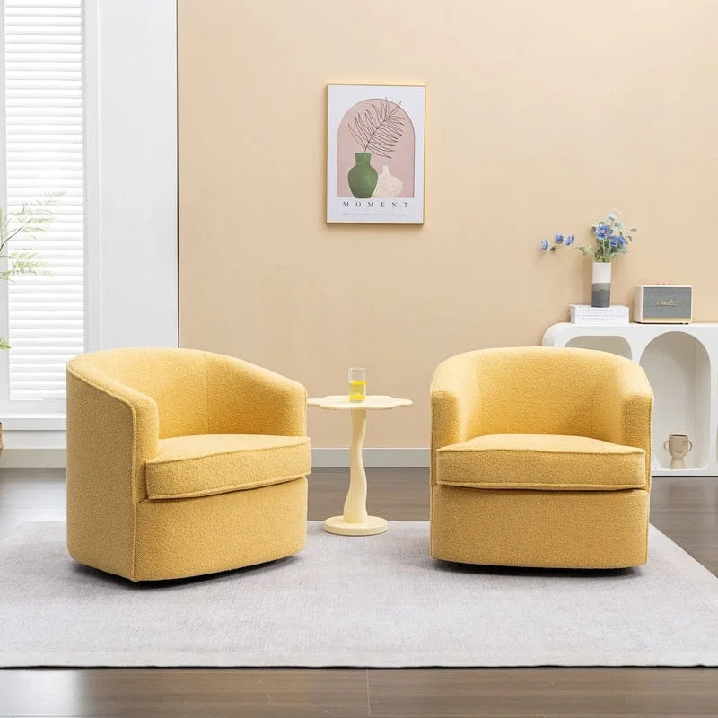 SEYNAR Modern Boucle Upholstered 360 Degree Swivel Accent Club Chair Set of 2 10