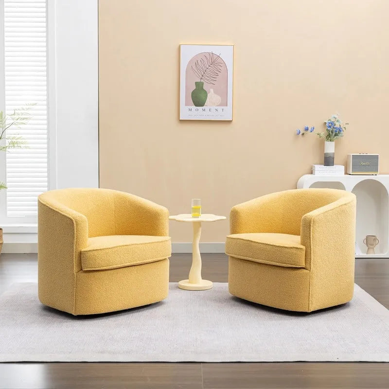 SEYNAR Modern Boucle Upholstered 360 Degree Swivel Accent Club Chair Set of 2 11