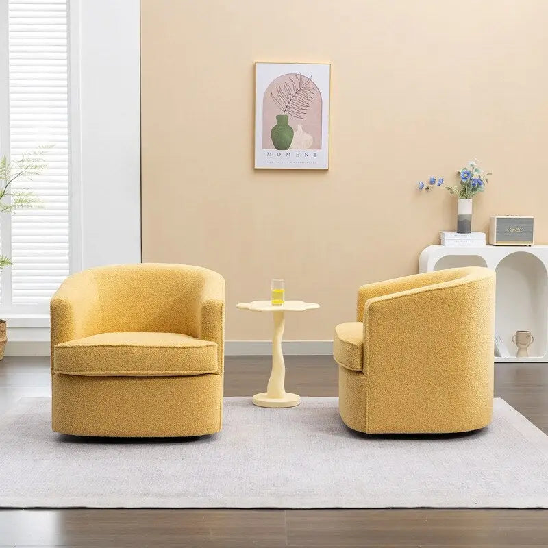 SEYNAR Modern Boucle Upholstered 360 Degree Swivel Accent Club Chair Set of 2 12