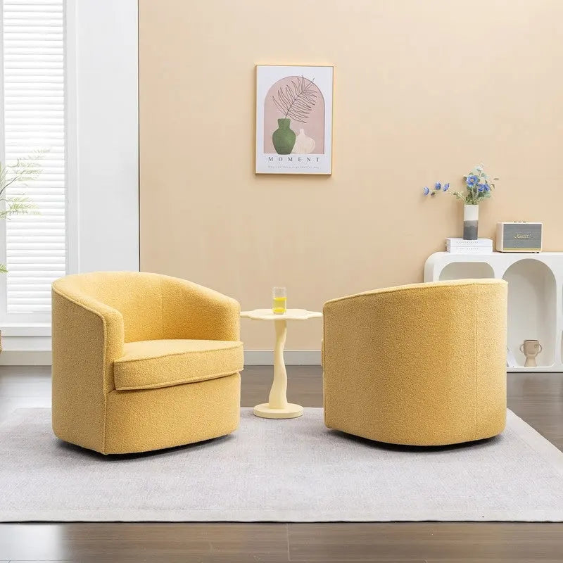 SEYNAR Modern Boucle Upholstered 360 Degree Swivel Accent Club Chair Set of 2 13