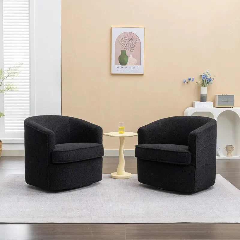 SEYNAR Modern Boucle Upholstered 360 Degree Swivel Accent Club Chair Set of 2 19