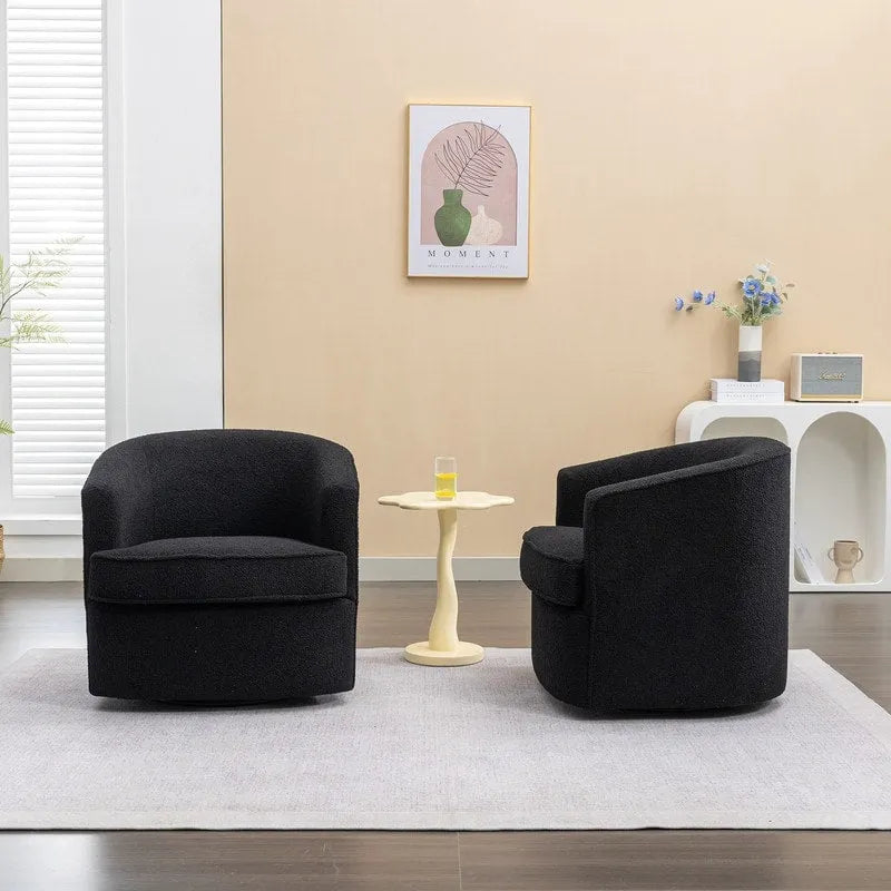 SEYNAR Modern Boucle Upholstered 360 Degree Swivel Accent Club Chair Set of 2 20