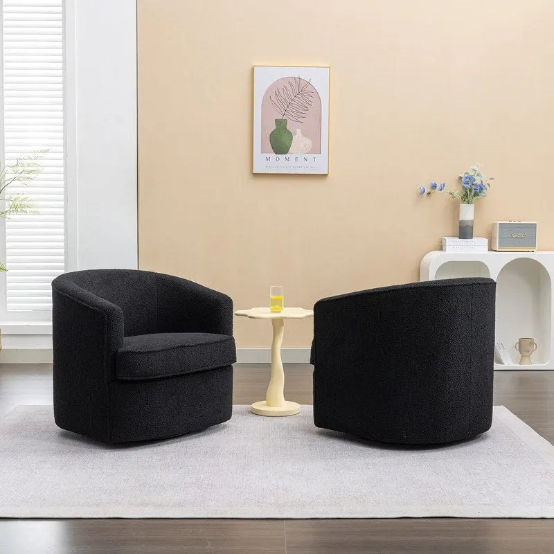 SEYNAR Modern Boucle Upholstered 360 Degree Swivel Accent Club Chair Set of 2 21