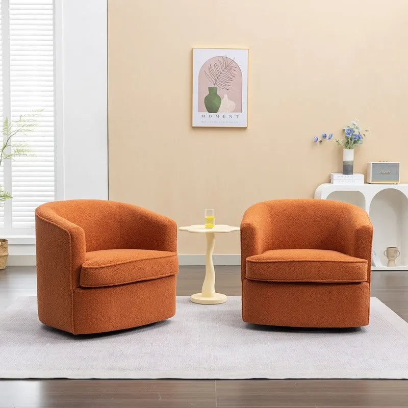 SEYNAR Modern Boucle Upholstered 360 Degree Swivel Accent Club Chair Set of 2 26