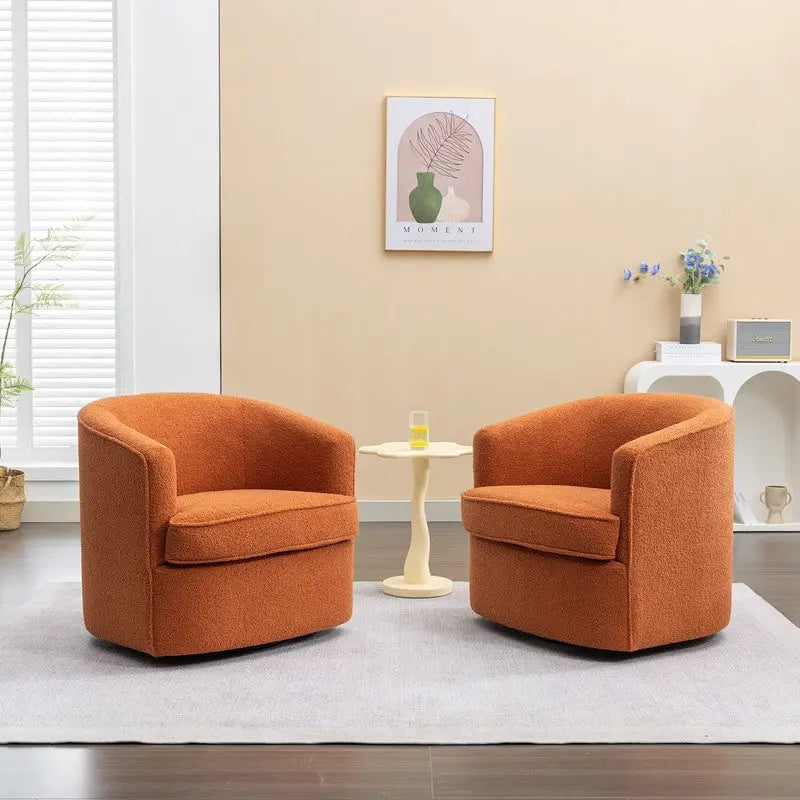 SEYNAR Modern Boucle Upholstered 360 Degree Swivel Accent Club Chair Set of 2 27