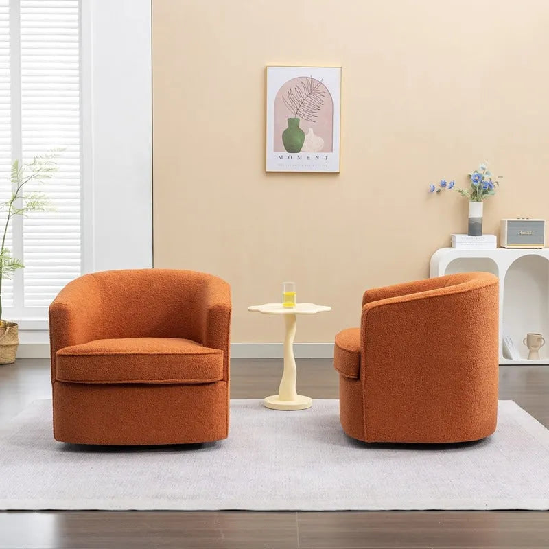 SEYNAR Modern Boucle Upholstered 360 Degree Swivel Accent Club Chair Set of 2 28