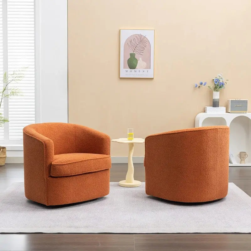 SEYNAR Modern Boucle Upholstered 360 Degree Swivel Accent Club Chair Set of 2 29