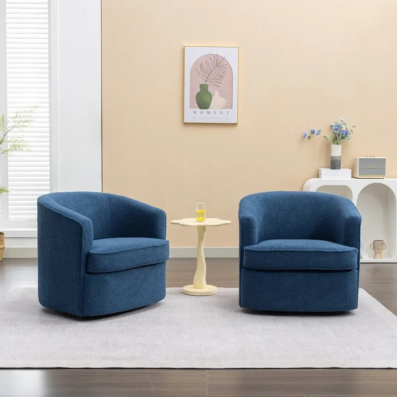 SEYNAR Modern Boucle Upholstered 360 Degree Swivel Accent Club Chair Set of 2 34