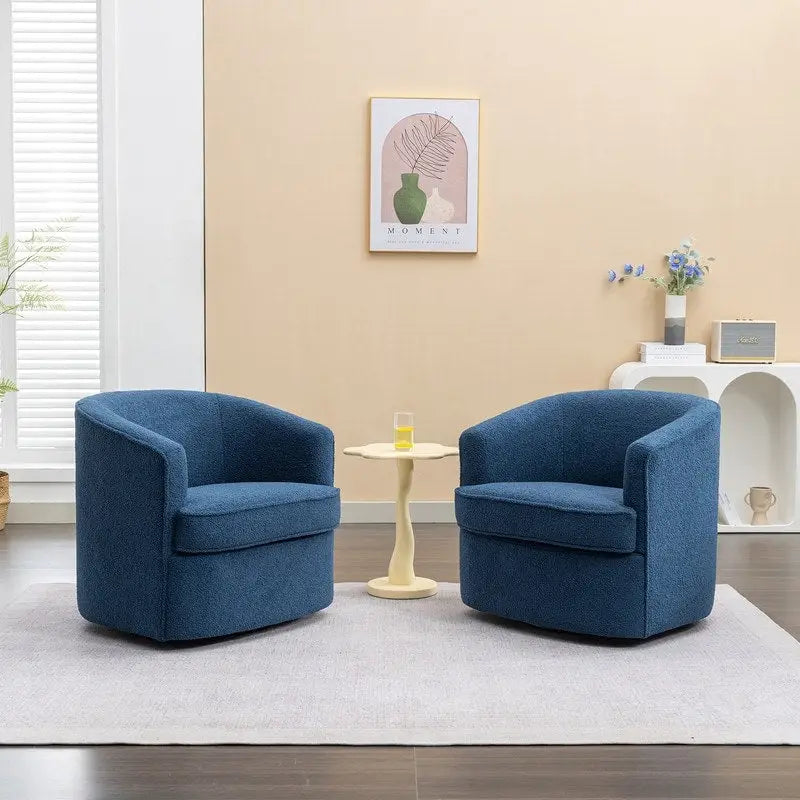 SEYNAR Modern Boucle Upholstered 360 Degree Swivel Accent Club Chair Set of 2 35