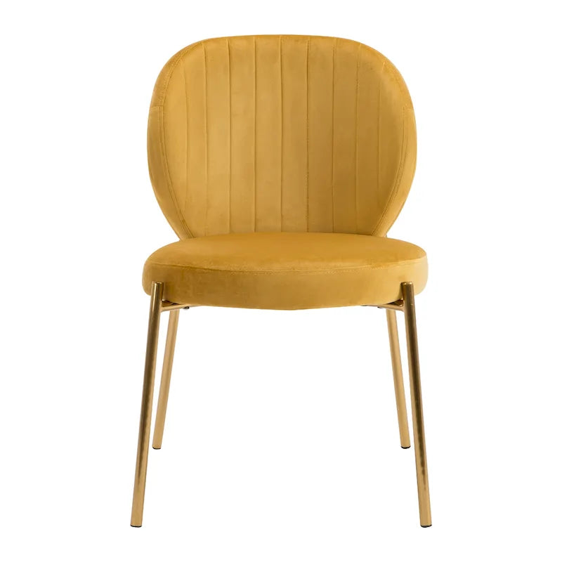 Velvet Dining Chairs Small Cute Accent Chairs with Golden Metal Legs Set of 2 5