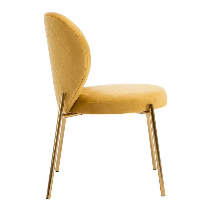Velvet Dining Chairs Small Cute Accent Chairs with Golden Metal Legs Set of 2 6