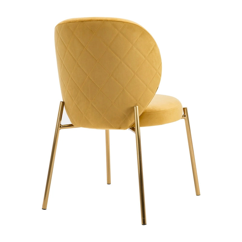 Velvet Dining Chairs Small Cute Accent Chairs with Golden Metal Legs Set of 2 7