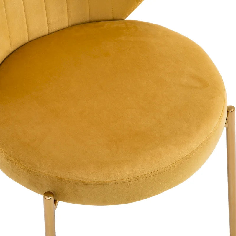 Velvet Dining Chairs Small Cute Accent Chairs with Golden Metal Legs Set of 2 8