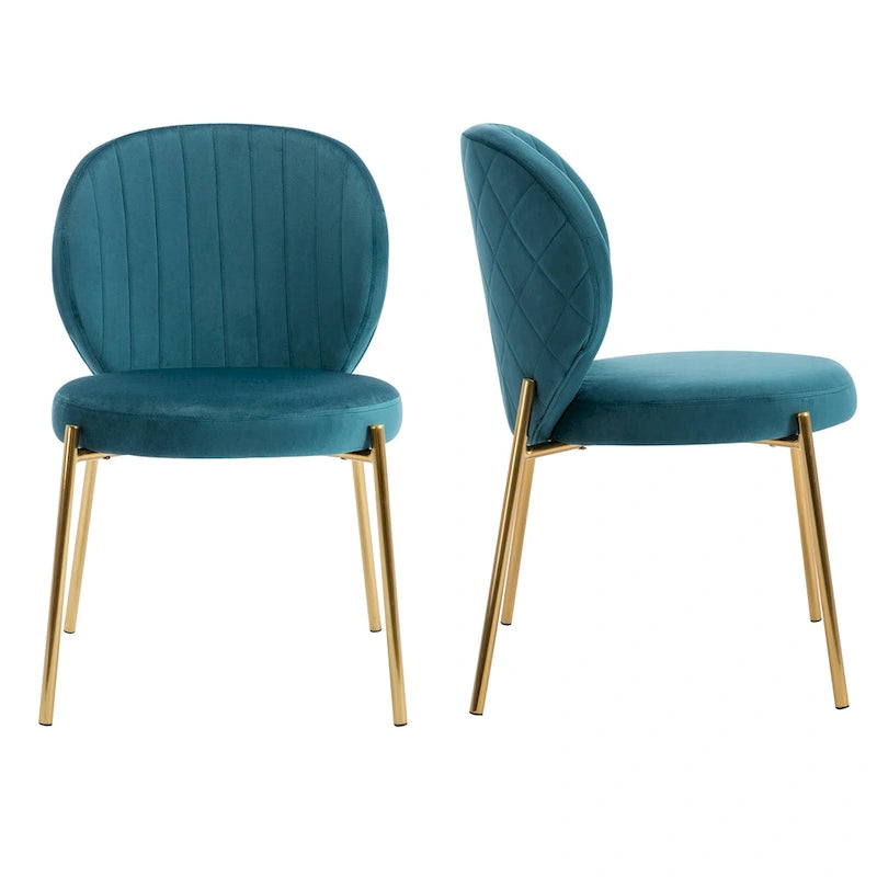 Velvet Dining Chairs Small Cute Accent Chairs with Golden Metal Legs Set of 2 12