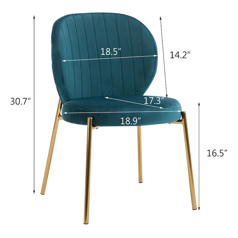 Velvet Dining Chairs Small Cute Accent Chairs with Golden Metal Legs Set of 2 13