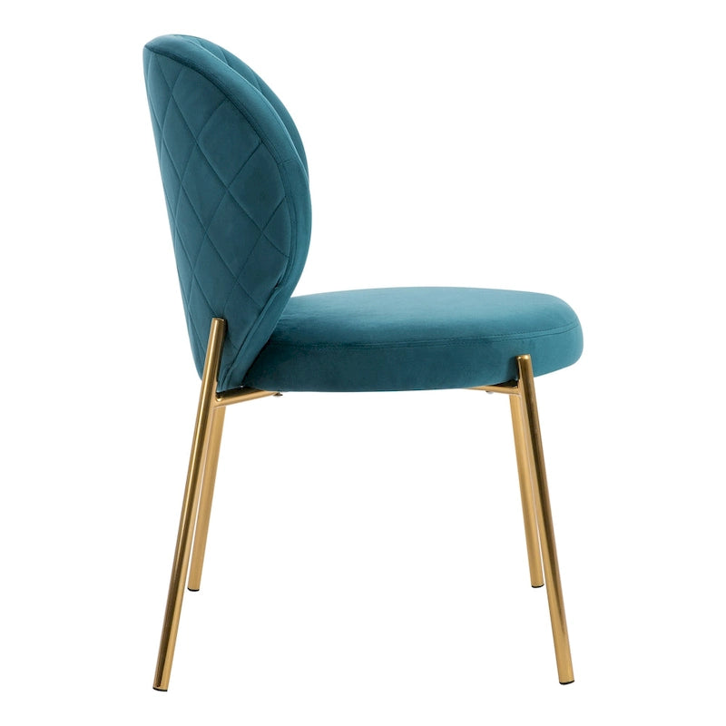 Velvet Dining Chairs Small Cute Accent Chairs with Golden Metal Legs Set of 2 15